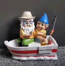 Mini  Fishing Boat Gnome Outdoor Home Garden Patio Decor Ornament