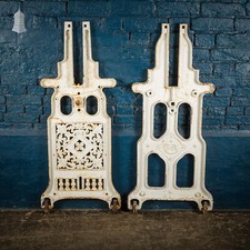 Pair of White Painted Cast Iron Mangle Ends