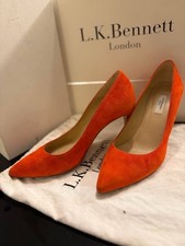 L.K. Bennett Women's Suede Orange High Heel Shoes Size UK 6 EU 39