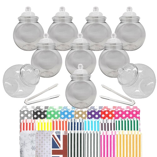 Plastic retro sweet jars - plastic, 10