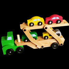 Melissa & Doug Wood Toy Cars & Truck Carrier Ages 3+