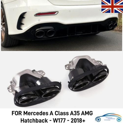 Gloss black quad exhaust - black, tips