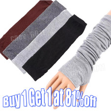 Women Ladies Fingerless Long Gloves Wrist Arm Knitted Mitten Winter Hand Warmer