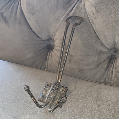 Antique iron triple coat hook - iron,