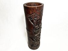 Carved Chinese Bamboo Bitong Large Brush Pot Seven Sages Of The Bamboo Grove