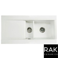 RAK Ceramics Gourmet Dream Sink 1 Reversible 1.5 Bowl White Ceramic Kitchen Sink