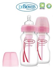 DR BROWN Natural Flow Wide Neck 1/2/3/4 PK 150ml 270ml Baby Feeding Bottles Set
