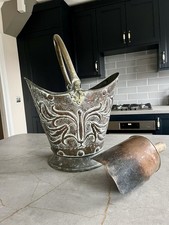 Antique Copper Coal Basket Log