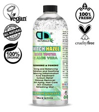 DD Witch Hazel Facial Toner with Rose Water & Aloe Vera 100% NATURAL & ORGANIC