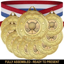 10 Golf Medals & Ribbons, Gold