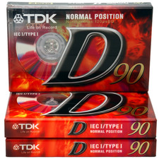 TDK D90 90 Minutes Blank Audio Media Recording Cassette Tapes NEW and SEALED x3