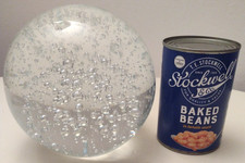 VINTAGE LARGE  4KG  "CONTROLLED BUBBLES" CLEAR  GLASS PAPERWEIGHT