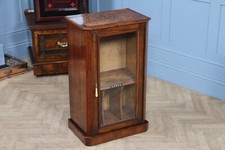 Antique Victorian Burr Yew wood & Walnut Inlaid Glazed Music Sheet Cabinet C1880