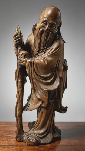 Shou lao okimono - lao, carved