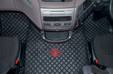 TRUCK ECO LEATHER FLOOR MATS SET FIT DAF XF 106  2018-2022 [old shape]  BLACK