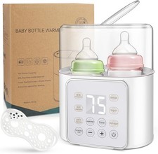 Double Bottle Sterilizer Baby Bottle Warmer LCD Display Timer Heating Defrost