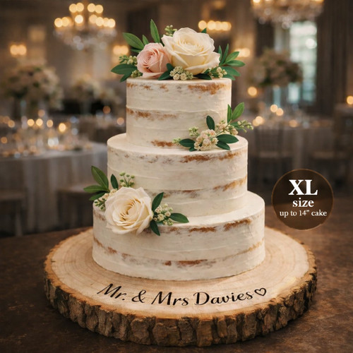 Personalised wood slice cake - personalised,