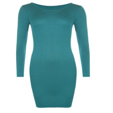 New Womens Long Sleeve Stretch Plain Round Scoop Neck T Shirt Top