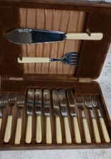 Vtg Fish Cutlery Set For 6