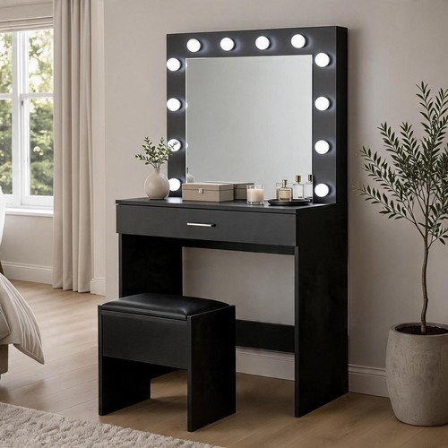 Black dressing table with - black,