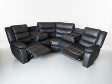 Roma Black Leather Corner Sofa