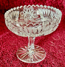 Cut Glass Compote on Stem Base