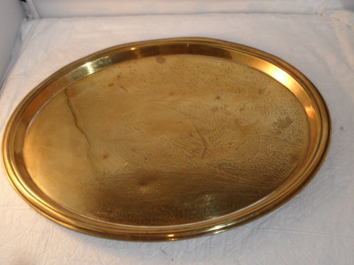 Vintage oval brass serving - vintage,