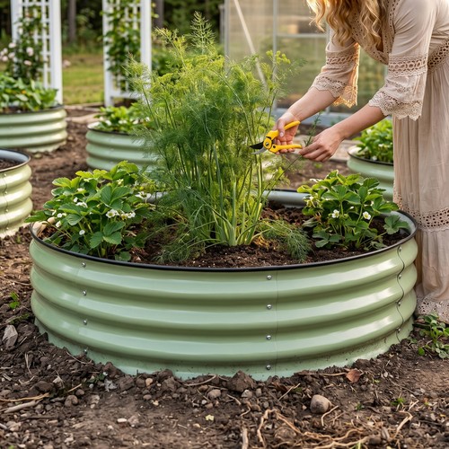 Metal raised garden bed - garden,
