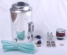 2lt Oil Catch Tank Can 15mm 10mm Alloy Large Big Round Universal Breather Silver