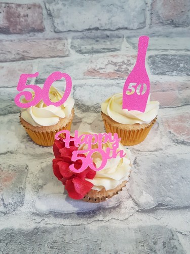Bright pink happy 50th - bright,