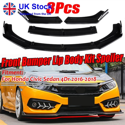 3pcs black front lip splitter - front,