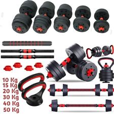 6 in 1 Dumbbell Adjustable Weight Lifting Barbell Bar Kettlebell Weights Set