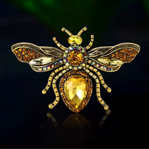 Vintage rhinestone bee pin - rhinestone,