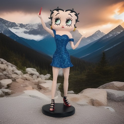 Betty boop selfie blue glitter - selfie,