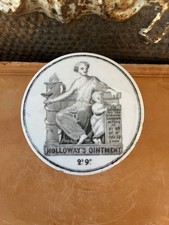 Holloway's Large Ointment Apothecary Lidded Pot, London -   Antique English Adv