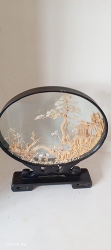 Chinese cork carving diorama - cork,