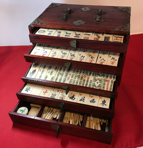 Vintage mahjong set bone - vintage,