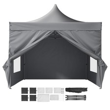 Uimoso Pop Up Canopy Tent Outdoor Gazebo Tent 10x10FT with Sidewalls Dark Gray
