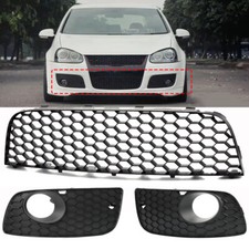 3x Front Bumper Lower Grille+Fog Light Grill Cover For VW Golf MK5 GTI 2005-2009