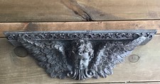 SHABBY CHIC DISTRESSED CUPID CHERUB ANGEL WINGS WALL PLAQUE SHELF MOULDING
