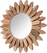 Wall Mirror Rustic Driftwood Round Mirror,Rustic Wood Farmhouse Boho,Gradient D