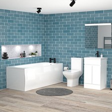 Nes Home Alaska 1700mm Round Bath,500mm Basin Vanity, Close Coupled Toilet