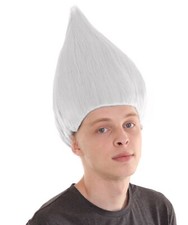 White Troll Wig – Tall Spiky Hair Costume Wig – Classic Troll Doll Style – Adult