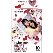 Fuji Instax Mini Film - HEART SKETCH  (10 Photos) - Dated 08-2027