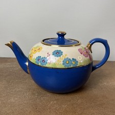 Antique Art Deco Lingard Teapot With Hand Painted Flowers, Approx 2 Pints