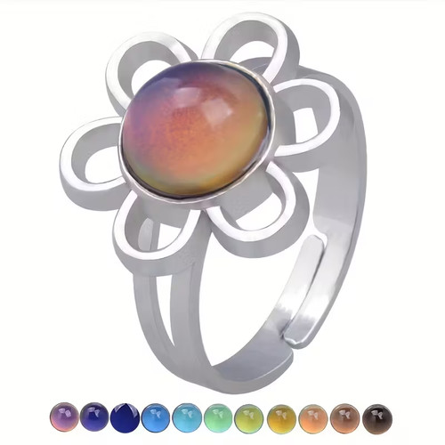 Adjustable flower mood ring - adjustable,