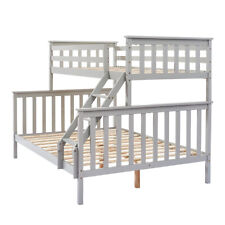 Single Triple Bunk Bed With Ladder, Kids Twin Sleeper, Solid Pine Wood Frame