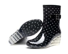 Womens Garden Kitchen Rain Boots Lady Wedge Waterproof Wellington Wellies Boots