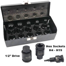 US PRO Industrial Impact Hex Bit Socket Set Allen Key 1/2" Drive 4-19mm 1366 