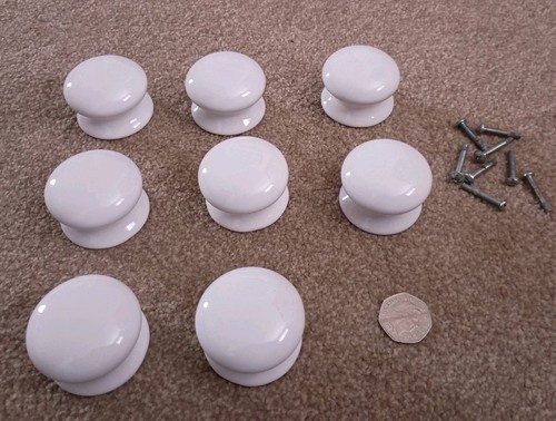 Ceramic white knobs - 50mm, chest